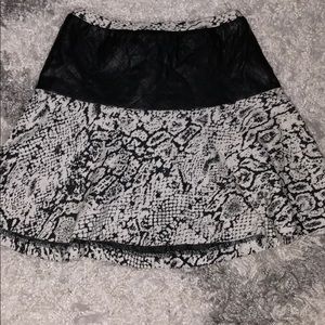 Walter Baker leather and patterned skater skirt